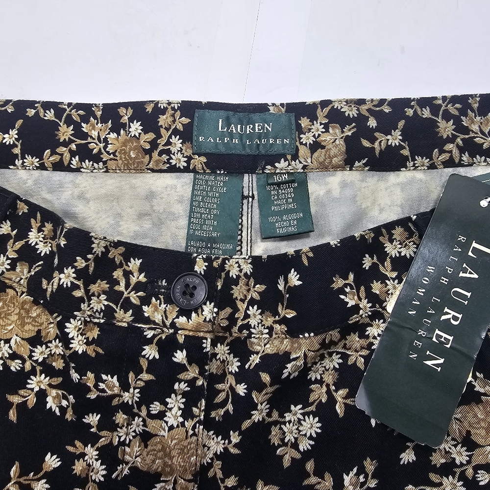 Floral Black and Tan Pants - Picture 3 of 13